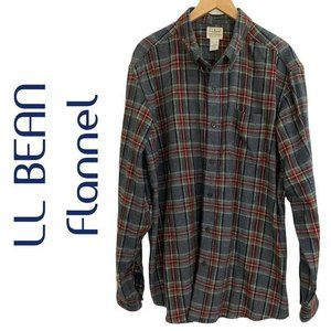 LL Bean Traditional Fit Heavyweight Plaid Soft Flannel Shirt Mens XL Gray